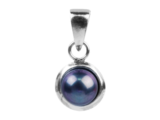 Pendentif perle noire 6 mm,argent 925