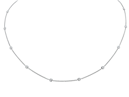 Collier Tennis 10 diamants 0,23ct, 43-45 cm, Or gris 18k
