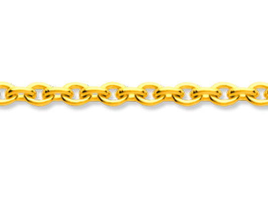 Chaîne maille Forçat ronde 1,30 mm, 45 cm, Or jaune 18k